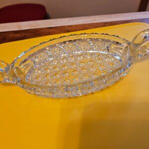 ANTIQUE 1937 IMPERIAL GLASS TWO HANDLED DISH